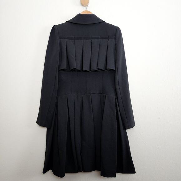 NWT Jovani Maslavi Black Pleated Collar Long Sleeve Button Midi Dress 2 - Picture 9 of 10